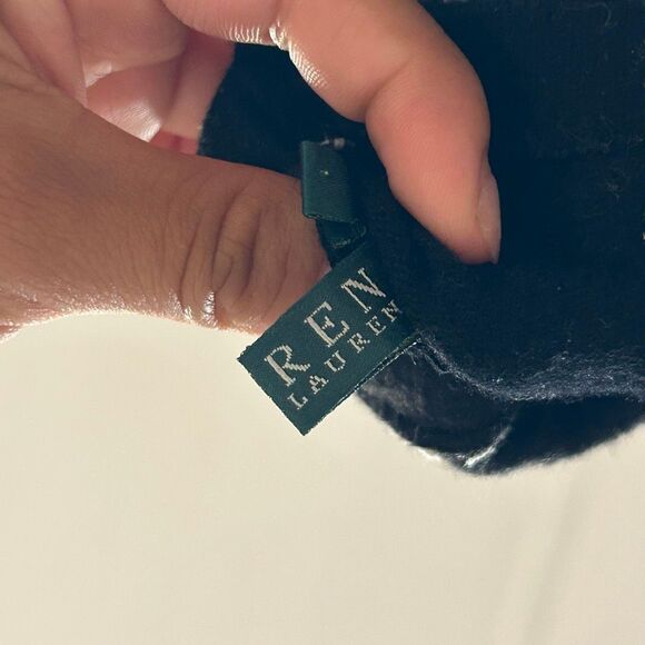 Lauren Ralph Lauren Black White Houndstooth Patchwork Wool Blend Gloves Size M - Picture 6 of 6